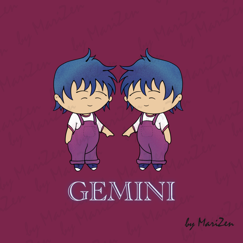 Gemini zodiac sign cute chibi